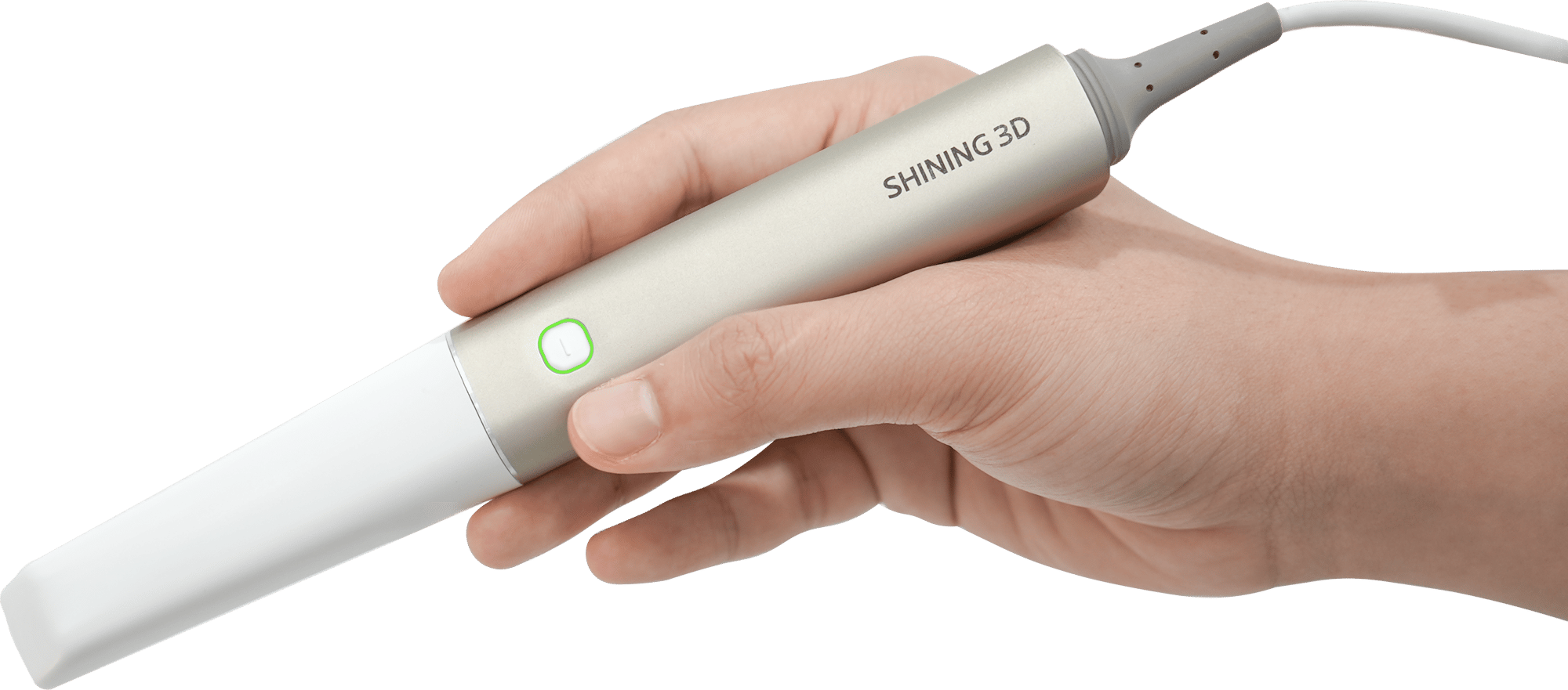 Shining 3D Aoralscan Elite intraoral scanner in hand